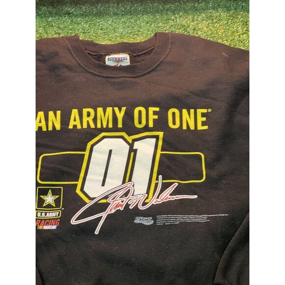 Vintage NASCAR Y2K Jerry Nadeau Army Of One Black Crewneck Sweatshirt 2003 Sz LG - Picture 2 of 6